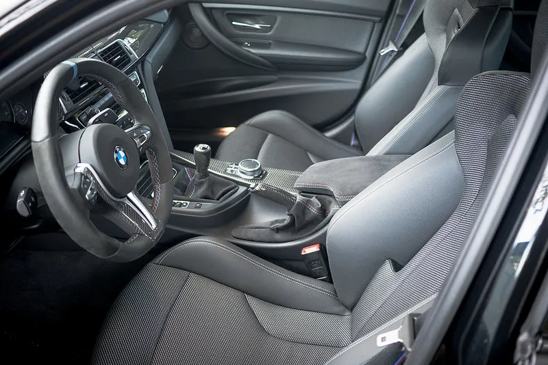 BMW M Performance F8X M3 / M4 Gloss Carbon   Alcantara Parking Brake - Straight Stitch