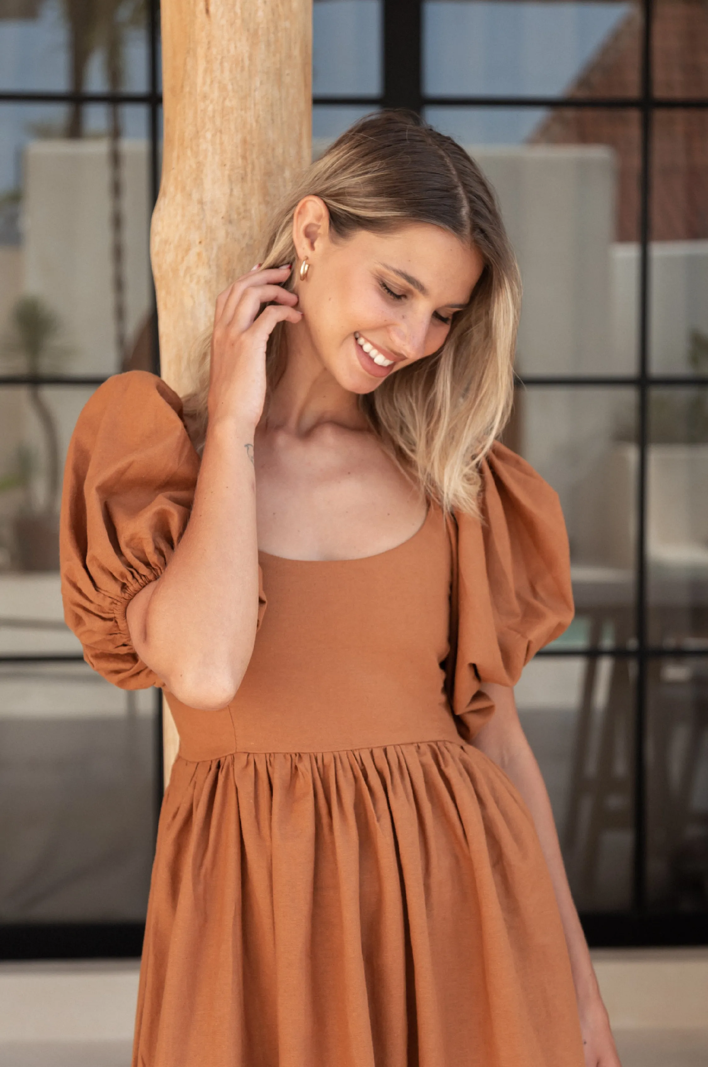 Cherie Puff Sleeve Midi - 100% Linen