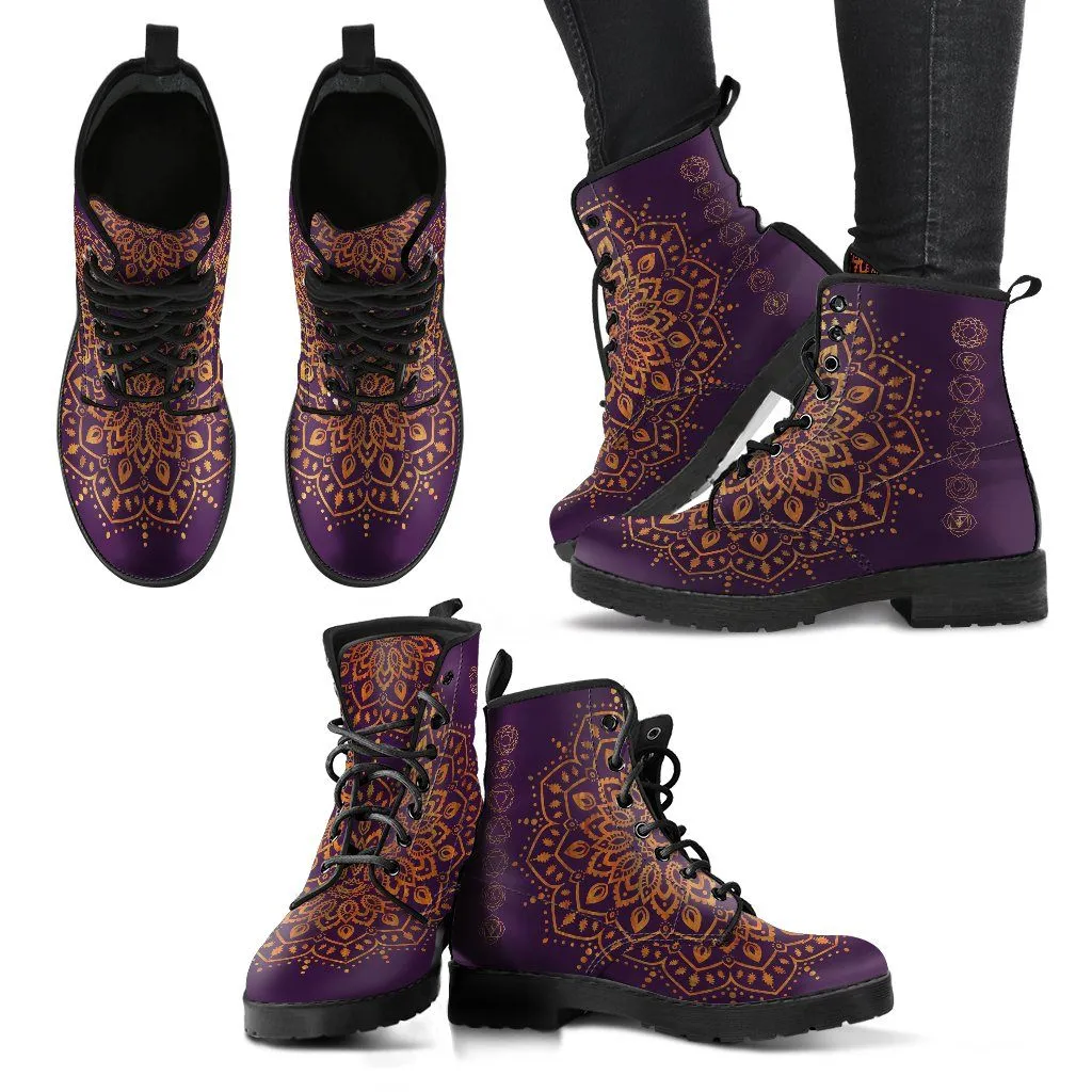 Gold Chakra Mandala Women's Leather Boots